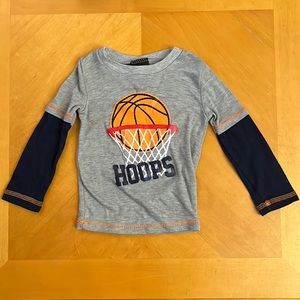 Basketball themed long sleeve top for toddler boys